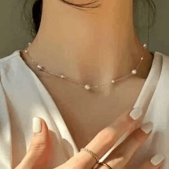 GOLD PEARL NECKLACE - Picture 1 of 7